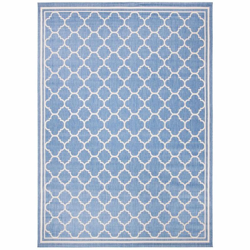 Courtyard Trellis Blue & Beige 9' x 12' Reversible Outdoor Rug