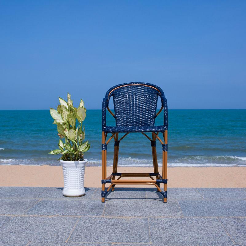 California Counter Stool With Arms - Indoor/Outdoor - PAT7533 - Navy - Safavieh