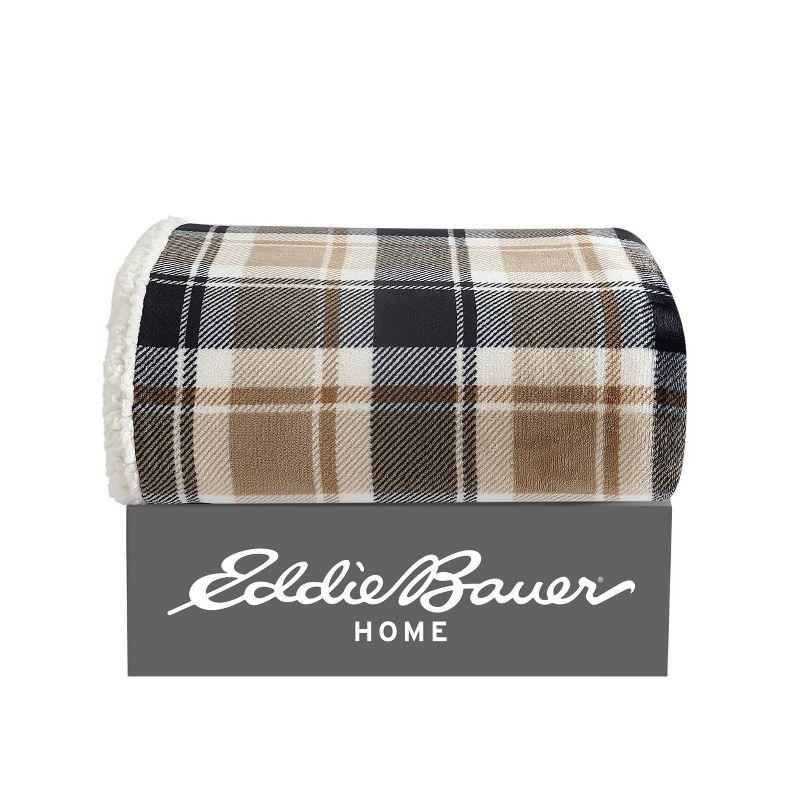 Eddie Bauer Printed Plush Fleece/Sherpa Throw Blankets