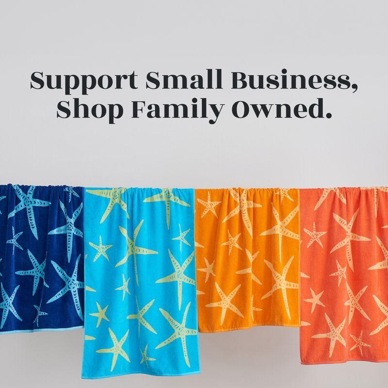 2pk 30" x 60" Yellow Starfish and Stripe Cotton Beach Towels - Great Bay Home