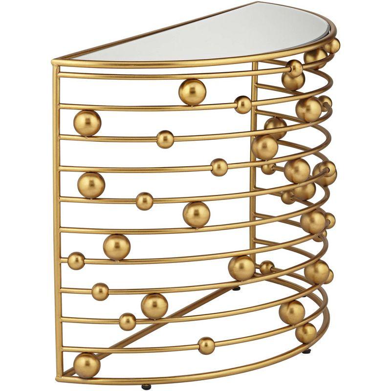 55 Downing Street Liam Modern Metal Console Table 36 3/4" x 15 5/8" Gold Mirrored Tabletop Rail Bead for Living Room Bedroom Bedside Entryway Office