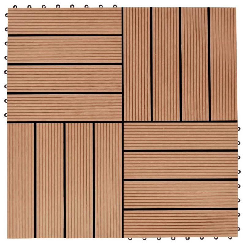 VidaXL 11 Pieces Decking Tiles WPC 11.8" x 11.8" 1 Sqm