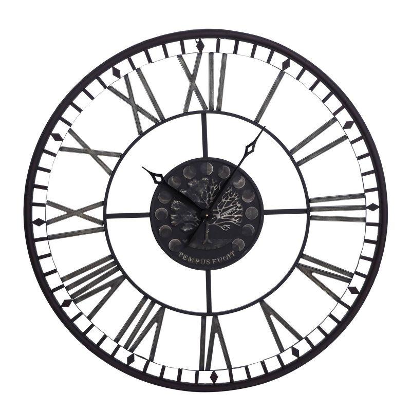 Aged Black Metal Analog Roman Numeral Wall Clock