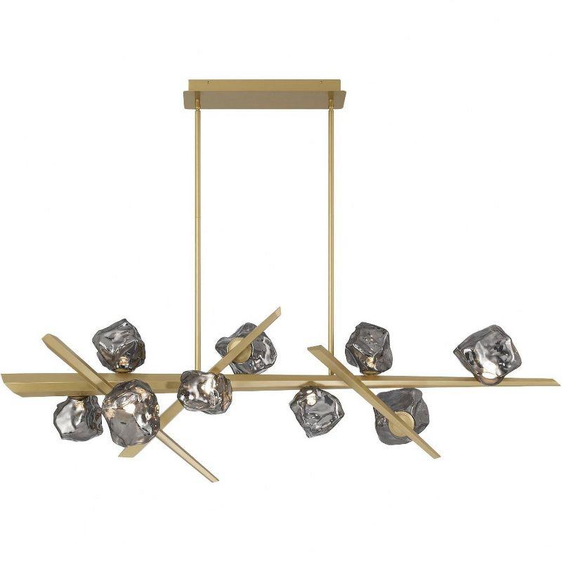 Thorah Gold 9-Light Chandelier with Charcoal Glass Shades