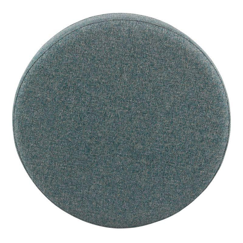 HomePop Round Storage Ottoman Teal Tweed