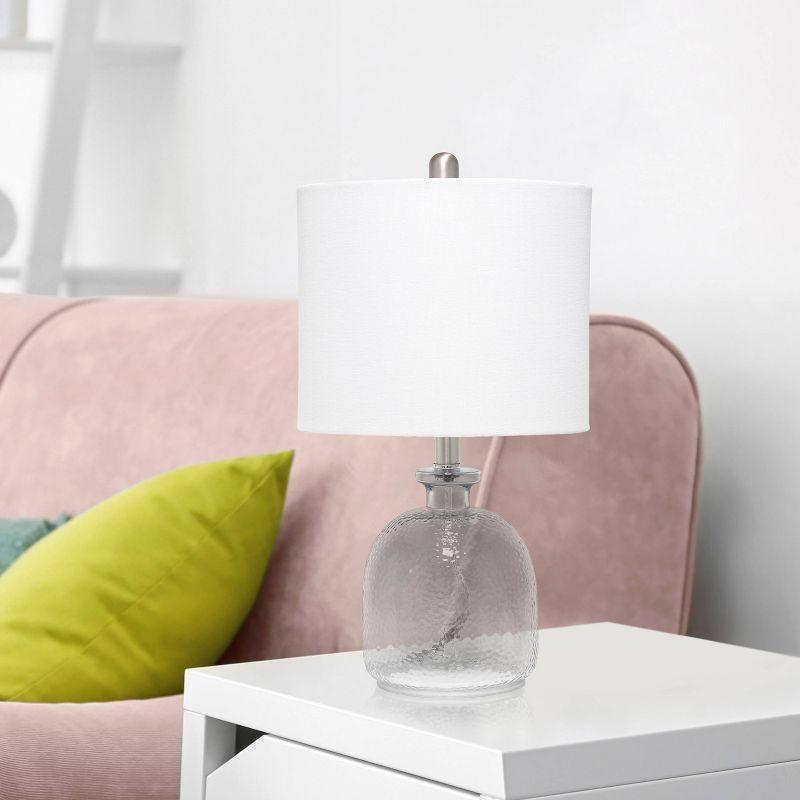 Hammered Glass Jar Table Lamp with Linen Shade - Lalia Home