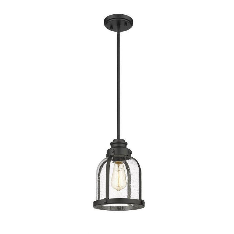 Matte Black Glass Mini Pendant Light with Seedy Shade