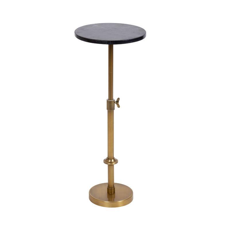Kate and Laurel Engles Adjustable Marble Table and Plant Stand, 10x10x22, Gold