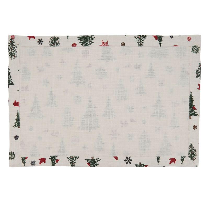 Saro Lifestyle Saro Lifestyle Christmas Tree & Snowflakes Design Holiday Table Mats (Set of 4), Ivory, 14"x20"