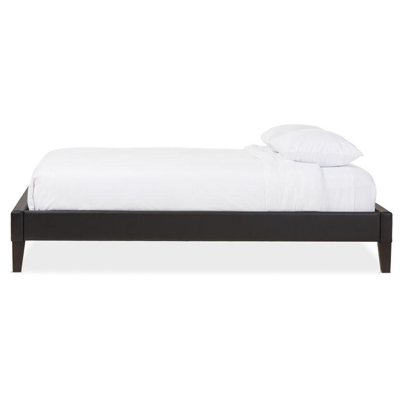 Full Lancashire Modern and Contemporary Faux Leather Upholstered Bed Frame with Tapered Legs Black - Baxton Studio