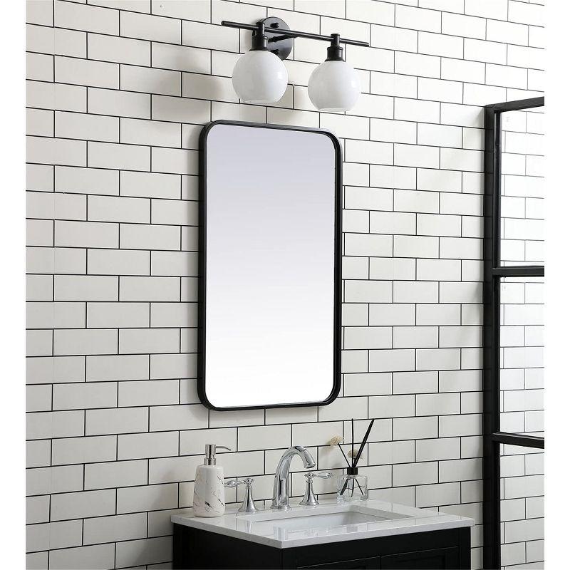 Elegant Lighting Soft corner metal rectangular mirror 18x30 inch in Black