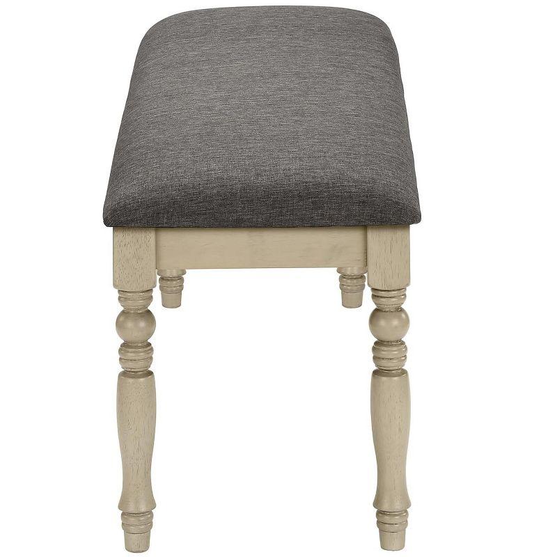 Monarch Specialties Bench 48inch Rectangular Upholstered Wood Entryway Dining Room Kitchen Antique Grey Grey Fabric Grey Solid Wood Transitional