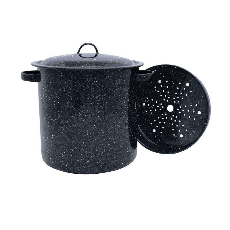 Granite Aluminum 15.5 Qt Black Pot with Basket Insert