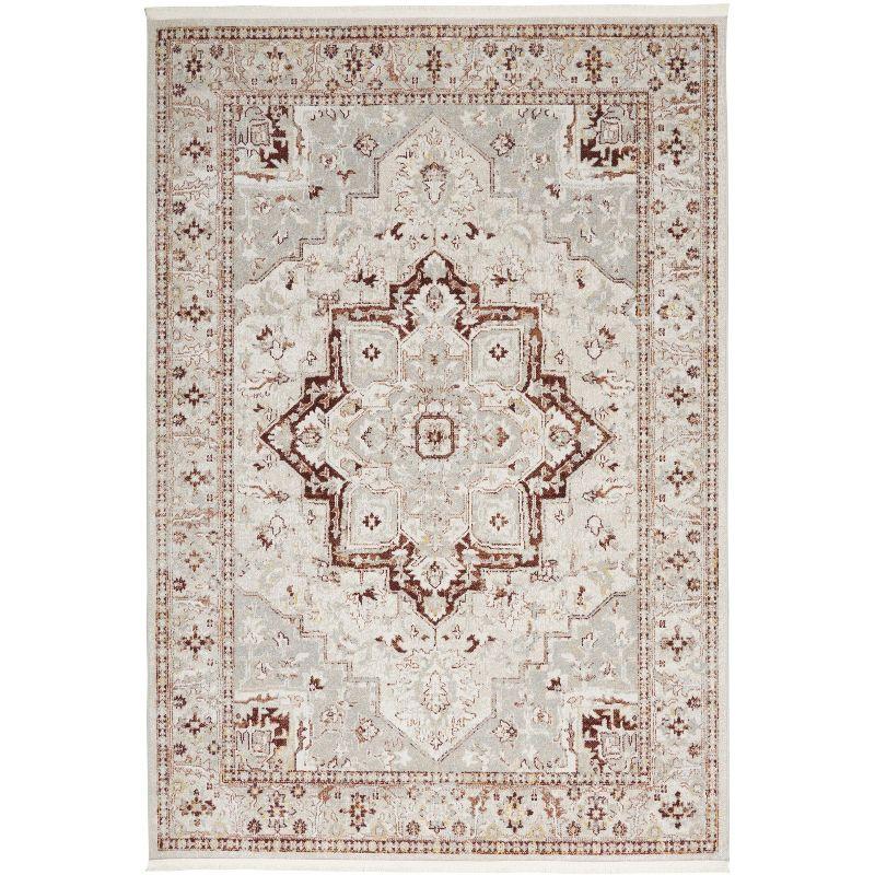 Geneva Brick Red and Silver 4' x 6' Synthetic Persian Rug