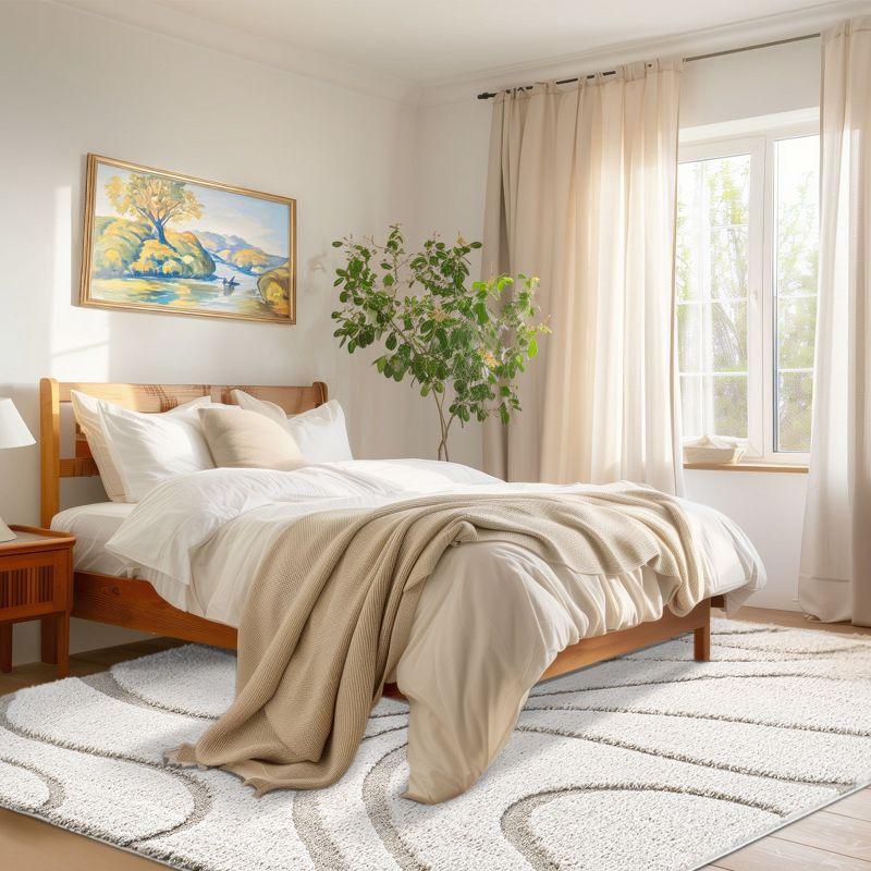 Nuloom Carolyn Abstract 8x11 Shag Indoor Area Rug for Living Room Bedroom Dining Room Nursery, Cream/Beige