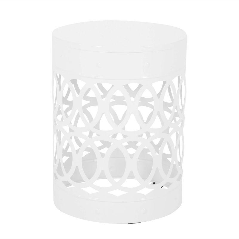 Mellie Outdoor Round Iron Side Table White - Christopher Knight Home: Modern, No Assembly, For Patio Use