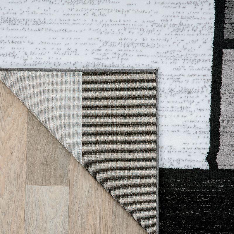 World Rug Gallery Contemporary Modern Boxed Color Block Gray 6'6" Round Rug