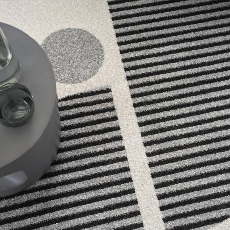 Nourison Modern Passion Circle Mid-Century Modern Indoor Rug Ivory/Black 6' x 9'