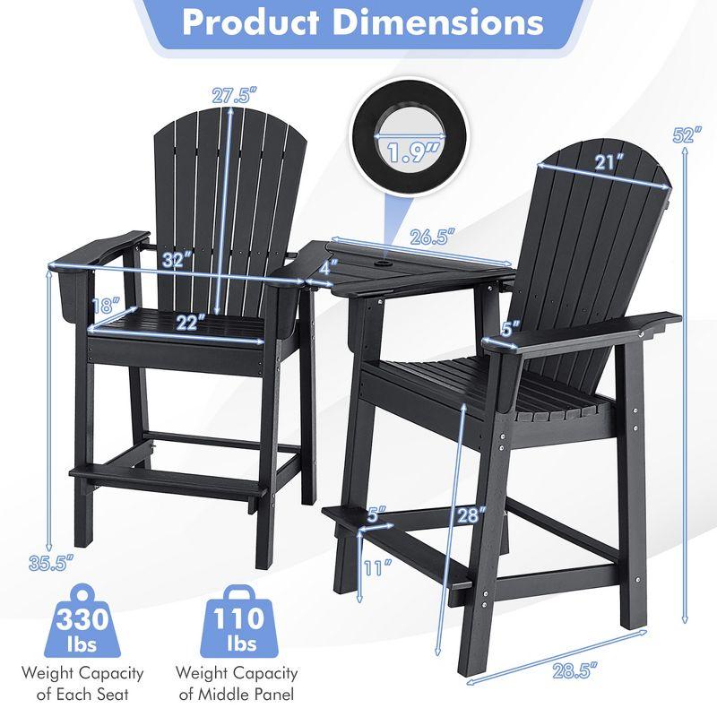 Rosecliff Heights HDPE Tall Adirondack Chair Set with Removable Double Trays (Set of 2)