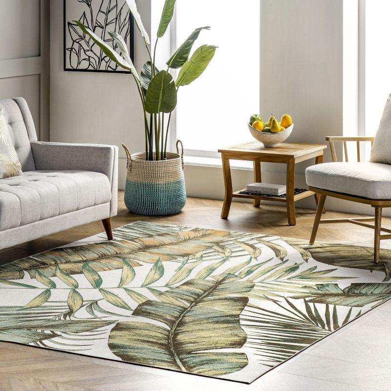 Eco-Friendly Olive Leaf 6' x 9' Synthetic Reversible Area Rug