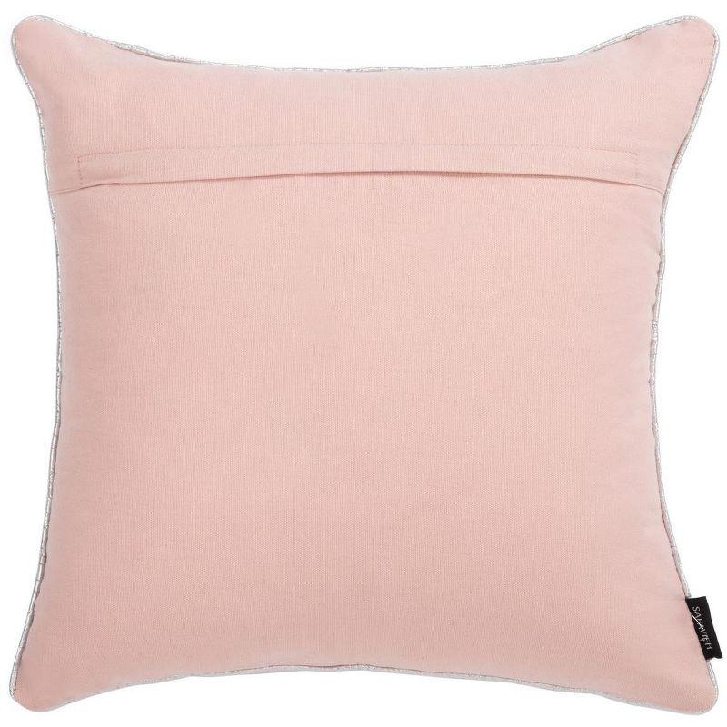 Blush Pink Embroidered Square Snowflake Accent Pillow