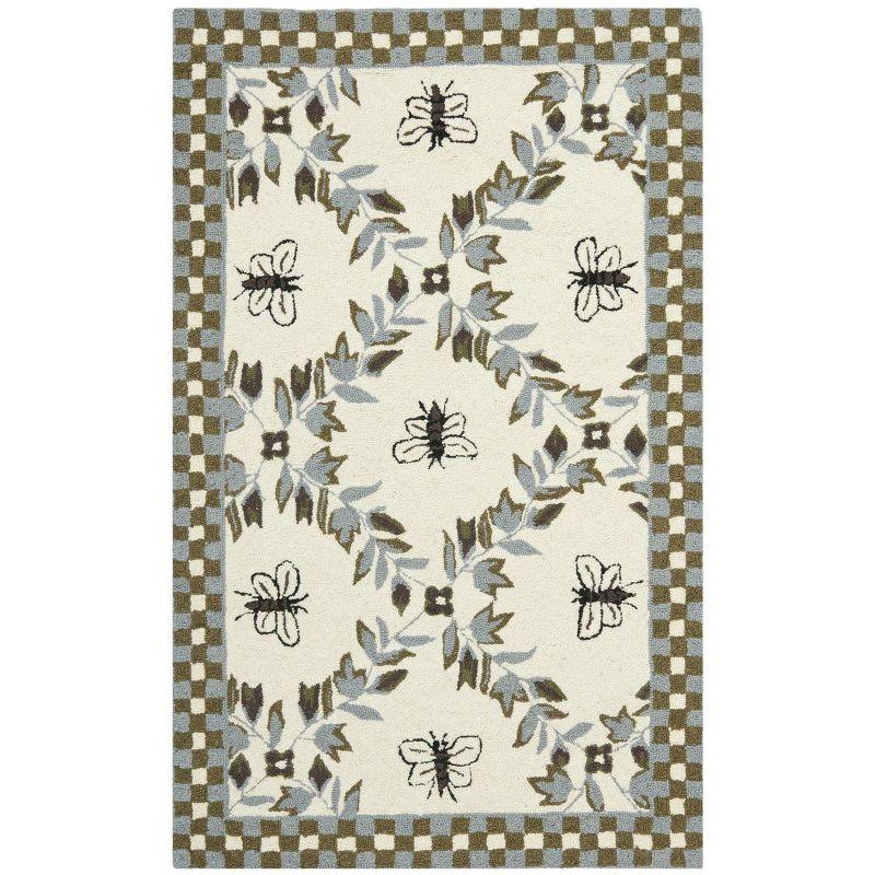 Chelsea HK55 Hand Hooked Accent Rug - Ivory/Light Blue - 2'6"x4' - Safavieh.