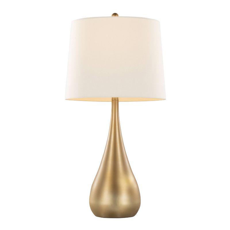 LumiSource Set of 2 Pebble 29" Contemporary Metal Table Lamps Gold Metal with White Linen Shade from Grandview Gallery : UL Listed,