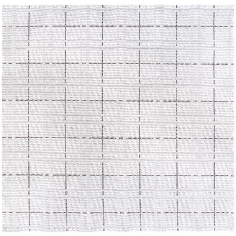 Ivory and Grey Square Synthetic Indoor/Outdoor Rug