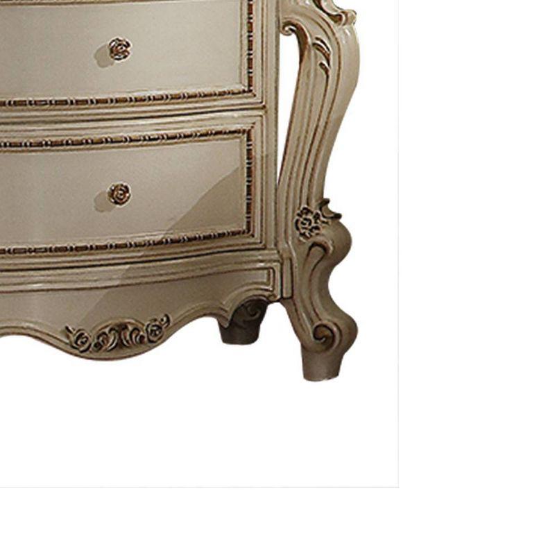 31" Picardy Nightstand Antique Pearl - Acme Furniture: French Provincial Style, 5 Drawers & 2 Doors