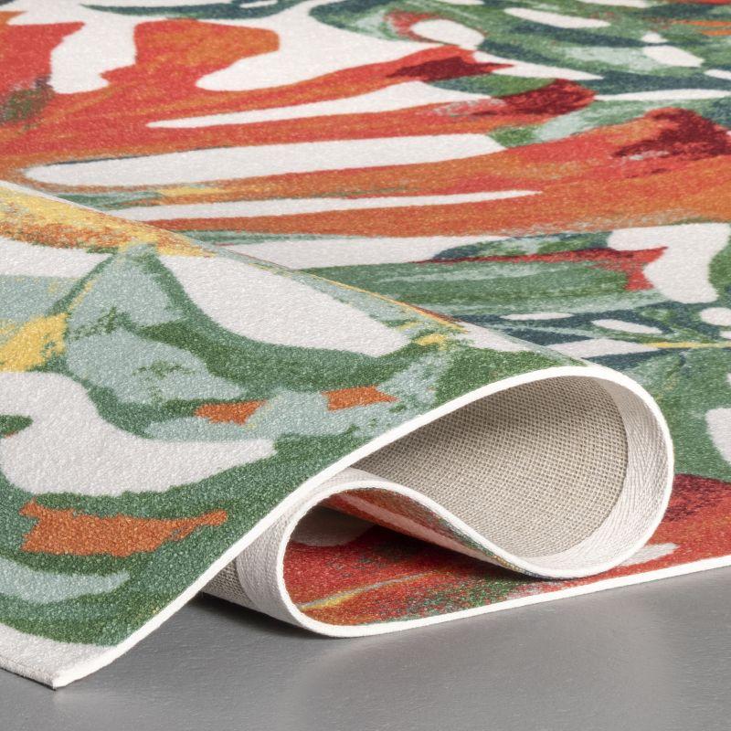 Reversible Multicolor Floral Synthetic 3' x 5' Indoor/Outdoor Rug