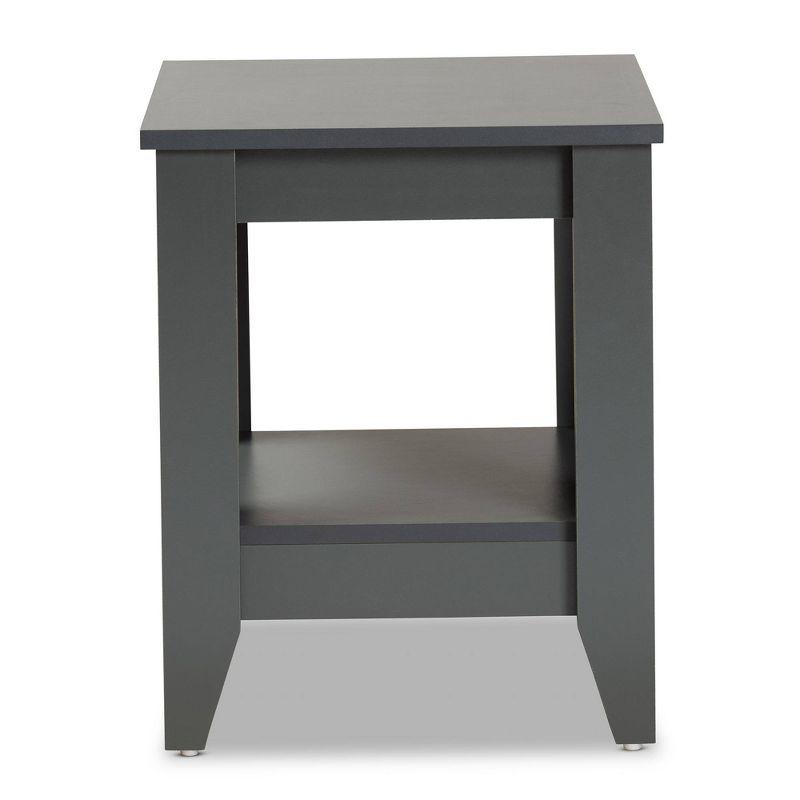 Audra Compact Square Grey Wood End Table with Shelf