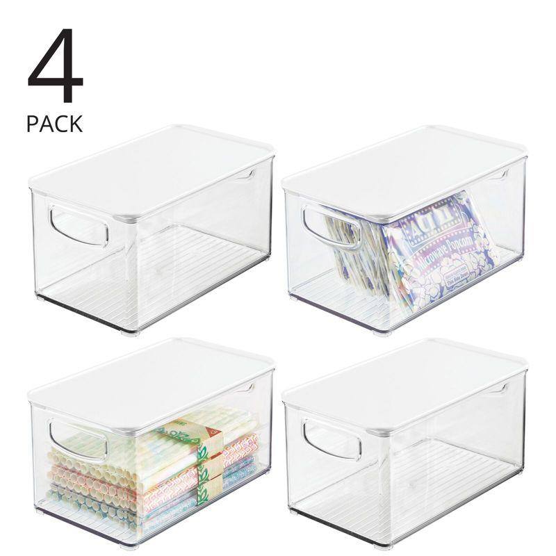 mDesign Plastic Deep Kitchen Storage Bin Box, Lid/Handles