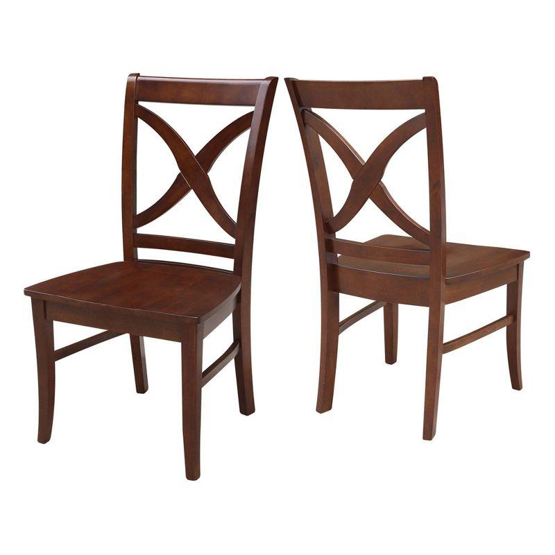 Set of 2 Vineyard Curved X-Back Chairs Espresso - International Concepts: Hardwood Frame, 250lb Capacity