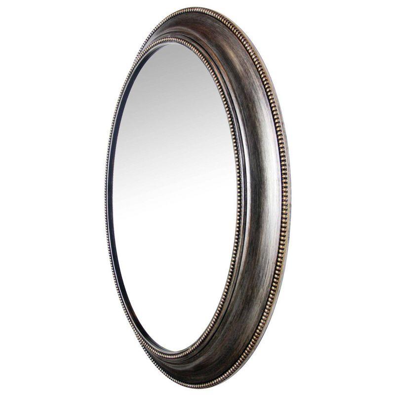 Elegant Antique Silver 30" Oval Beaded Resin Wall Mirror