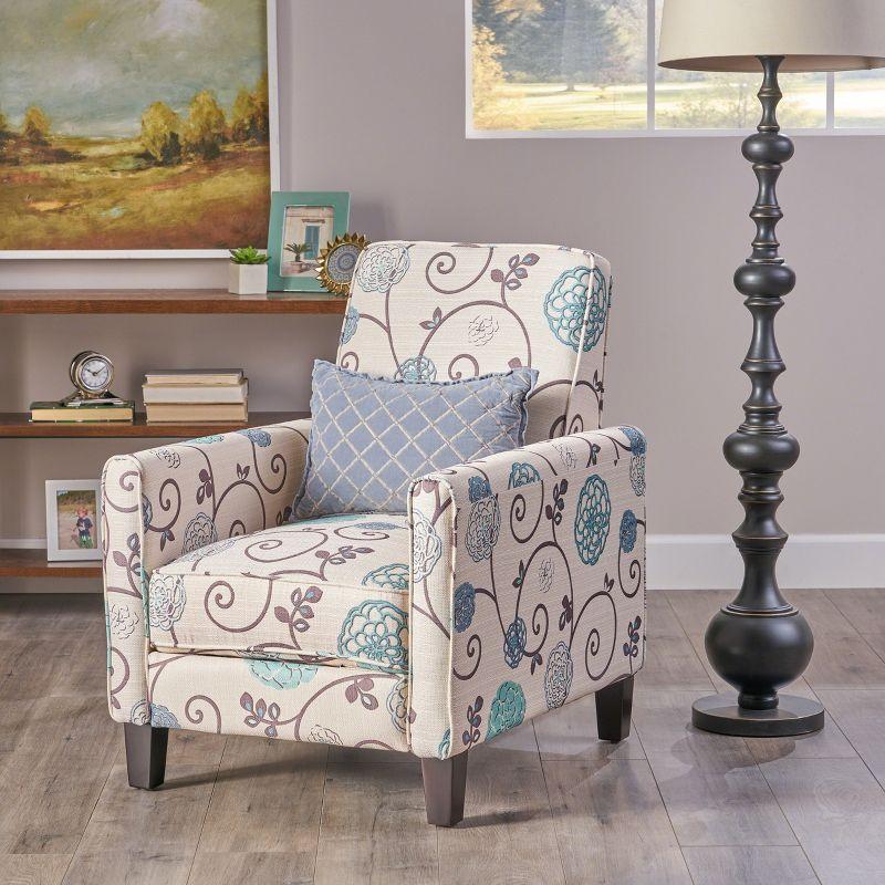 Darvis Fabric Recliner White - Christopher Knight Home: Petite Design, Tapered Legs, Piped Edges