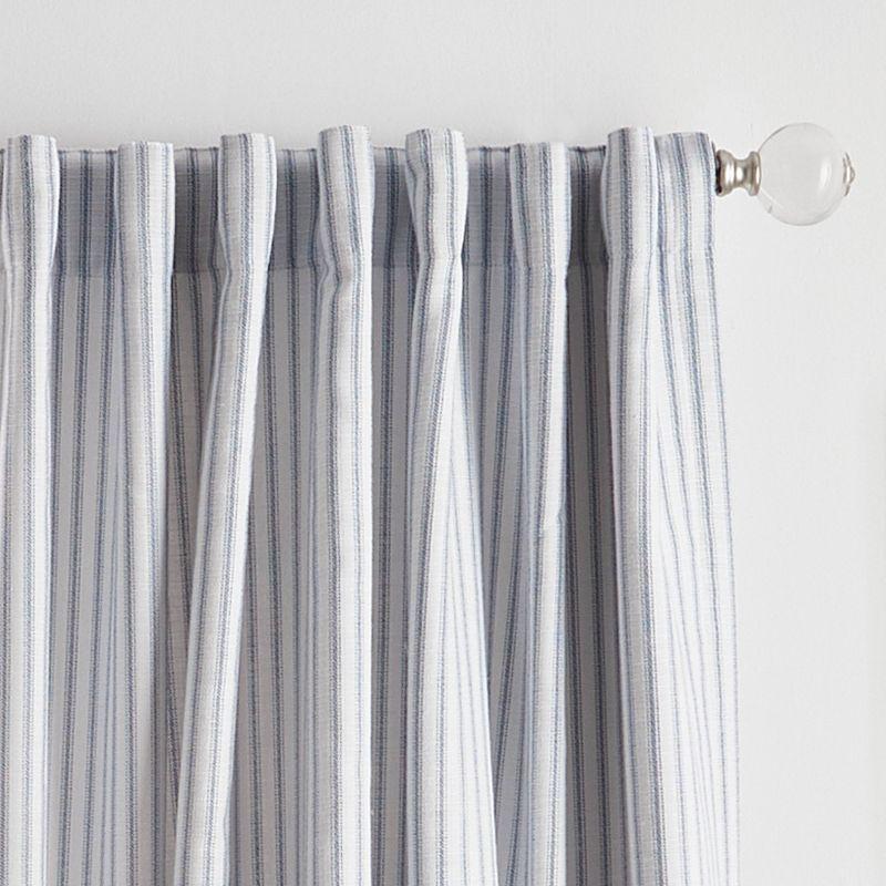 Martha Stewart 84"x50" 2pk Ticking Striped 84" Back Tab Black Lined Blackout Curtain Panel