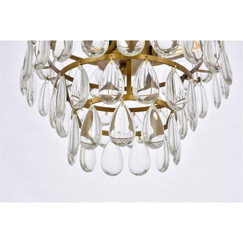 Brass and Crystal 12'' Flush Mount Light with Clear Teardrop Crystals