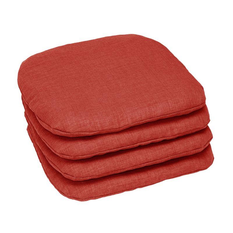 Set of 4 Red Outdoor Reversible Chair Cushions