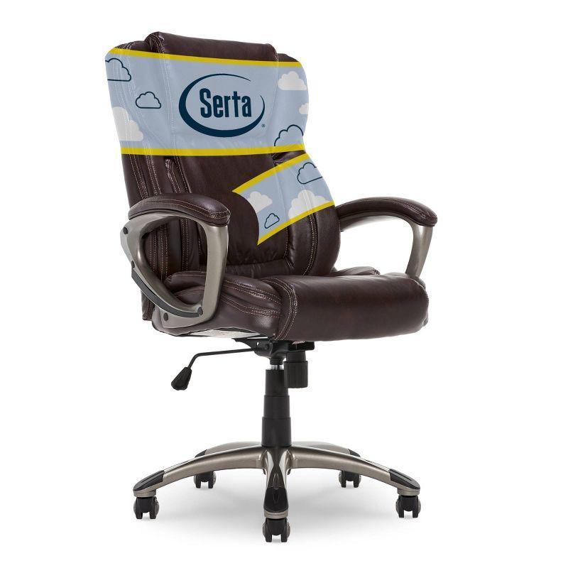 Serta Serta Garret Executive Office Chair, Ergonomic Lumbar Support, Semi-Plush Cushion, Body Pillows