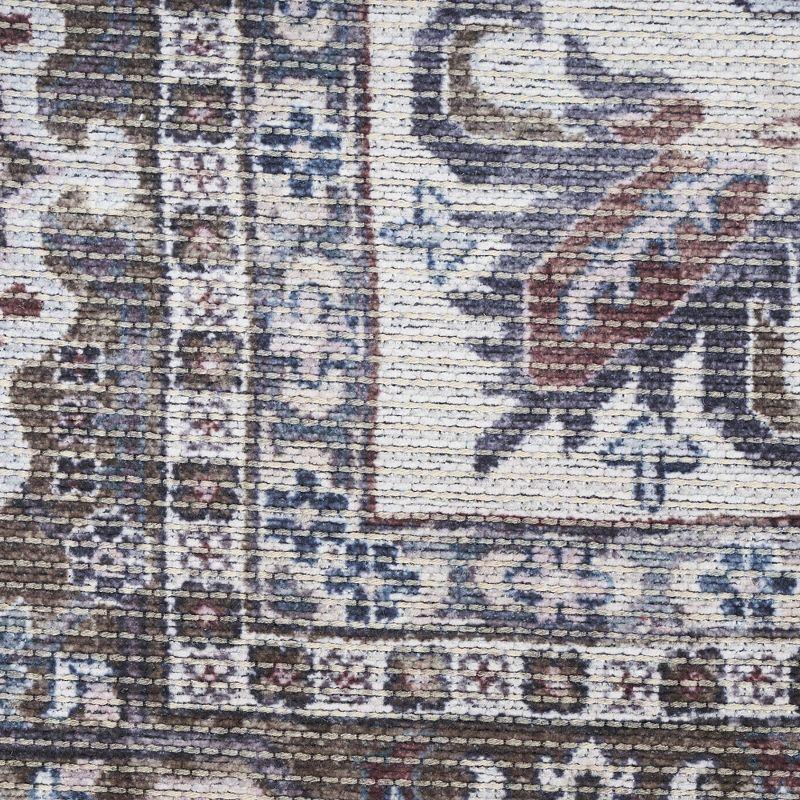 Oriental Machine Washable Cotton/Polyester Area Rug in Ivory/Olive