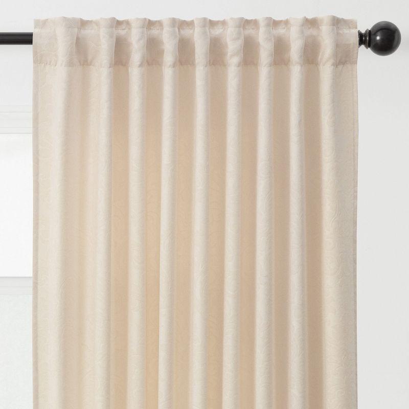 Chanasya 2pk Embossed Damask Room Darkening Window Curtain Panels - Set of 2 - 52 x 63 Inches Long - Ivory