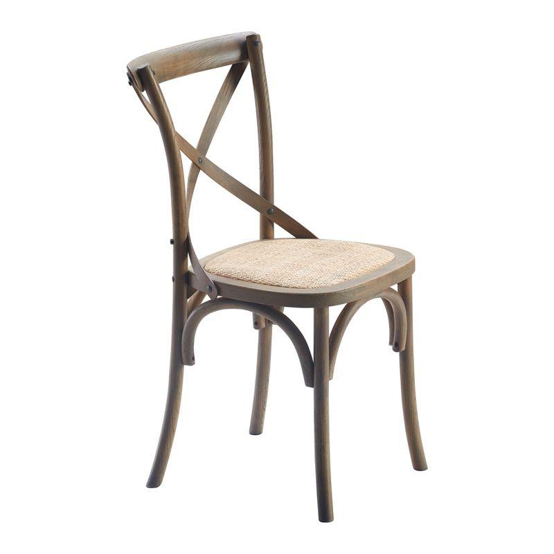 Finch Set of 2 Elmhurst Cross Back Side Chair Natural Rattan: Upholstered Polyester, Wood Legs, No Assembly Required