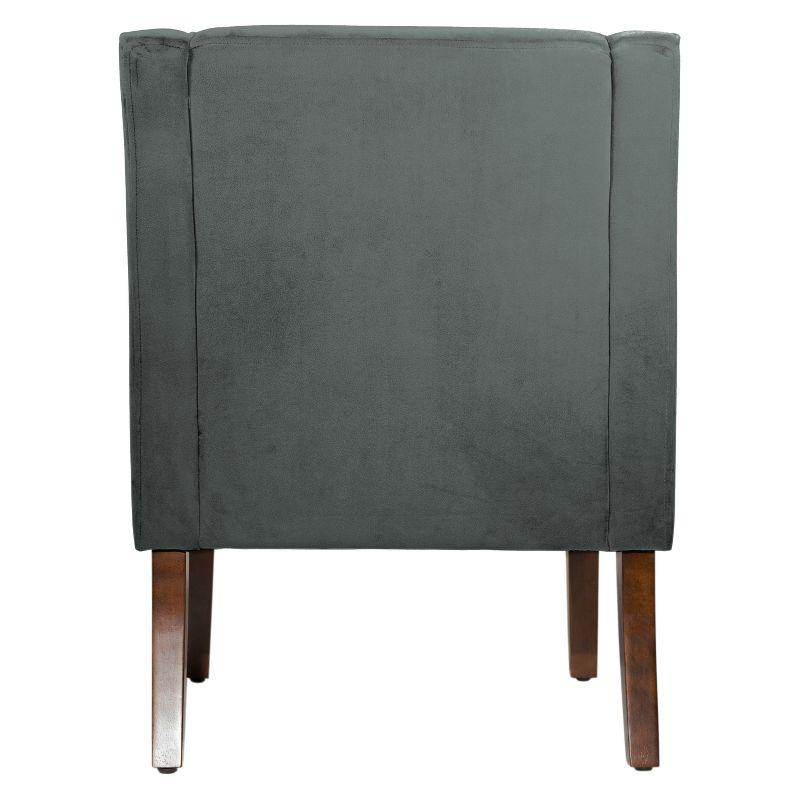 Gray Velvet Swoop Arm Accent Chair with Wood Legs