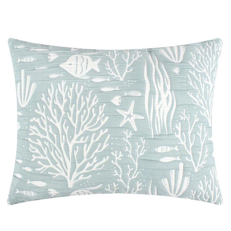 Seafoam and White Coastal Polyester Pillow Sham