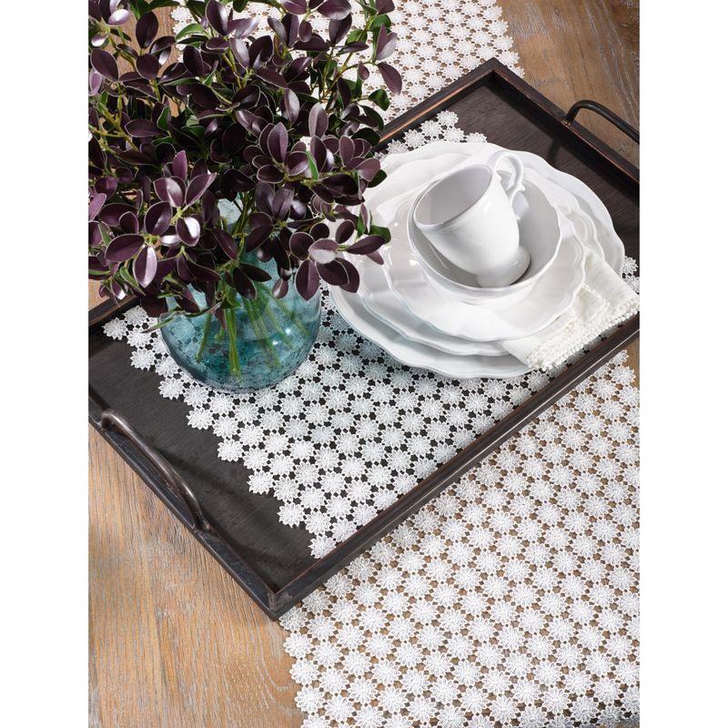 Saro Lifestyle Delicate Table Runner With Openwork Lace Design