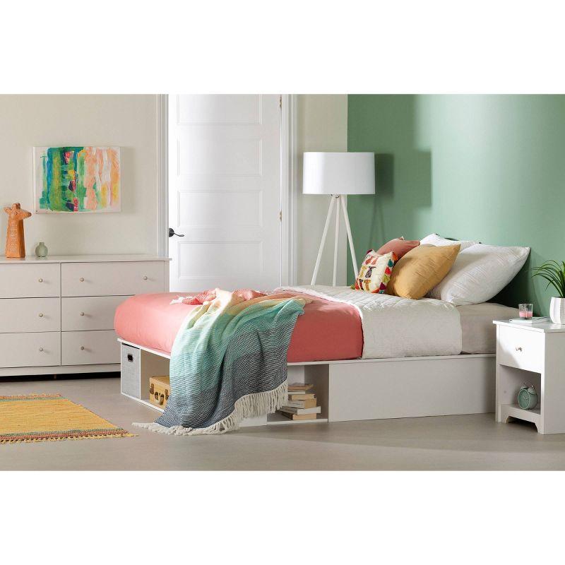 Queen White Upholstered Captain's Bed with Storage Drawers