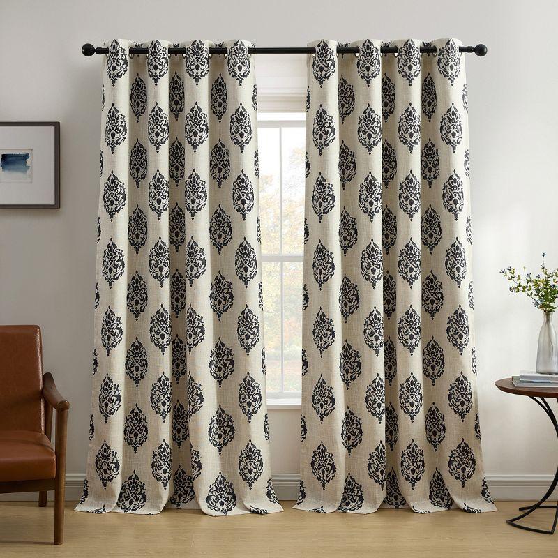 Blanford Medallion Print Room Darkening Thermal Grommet Top Single Curtain Panel