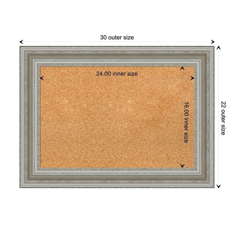 Amanti Art Natural Cork Board Framed Parlor Silver Bulletin Board 30 in. x 22 in.