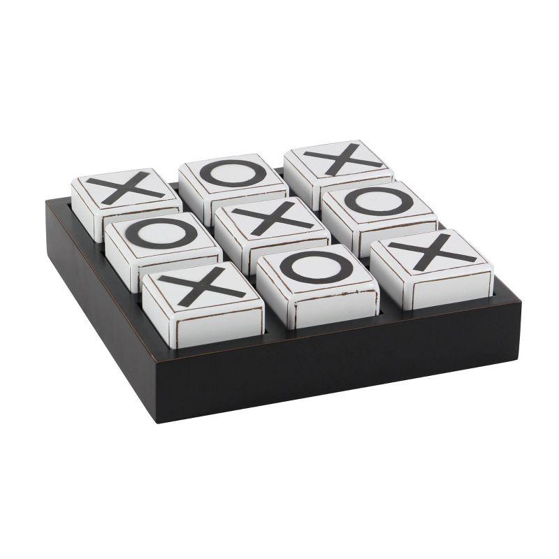 14" Contemporary Wooden Tic Tac Toe Sculpture Black - Olivia & May: MDF Tabletop Game Set