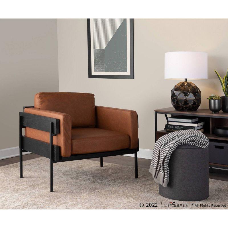 Kari Farmhouse Luxe Black/Camel Faux Leather Accent Chair